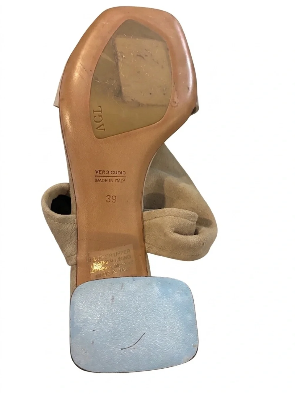 AGL Attilo Giusti Leombruni Beige Suede Thigh High heeled Boots- size 39